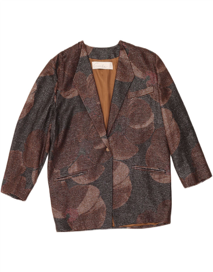 VINTAGE Womens 1 Button Blazer Jacket IT 46 Large Multicoloured Geometric