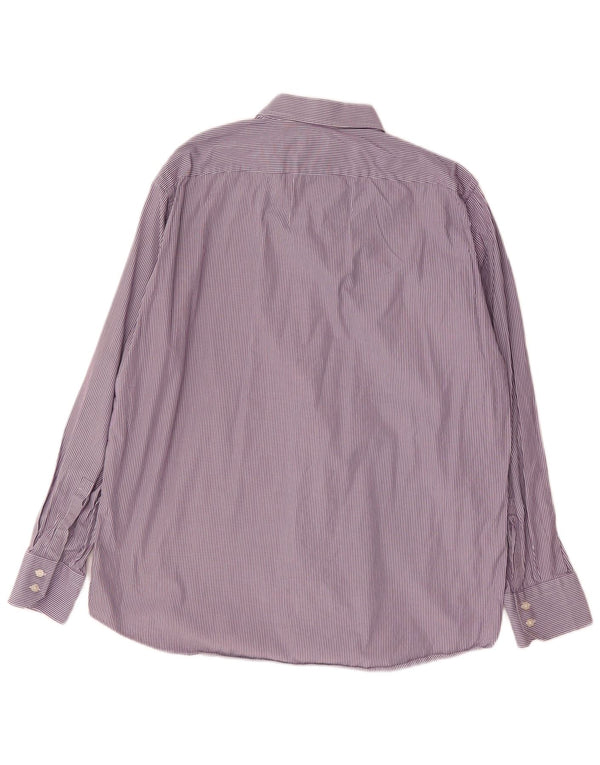 Hugo Boss Mens Regular Fit Shirt Size 17 1/2 XL Purple Pinstripe