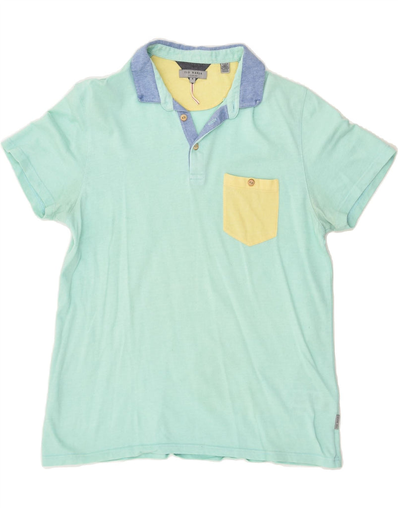 TED BAKER Mens Slim Polo Shirt Size 4 Large Turquoise Cotton | Vintage Ted Baker | Thrift | Second-Hand Ted Baker | Used Clothing | Messina Hembry 