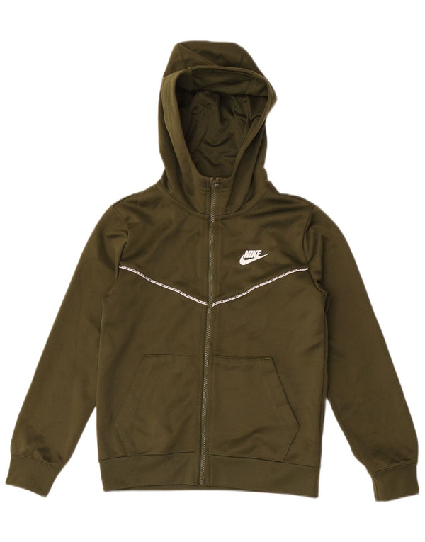 Nike Boys Zip Hoodie Sweater 10-11 Years Medium Khaki Polyester