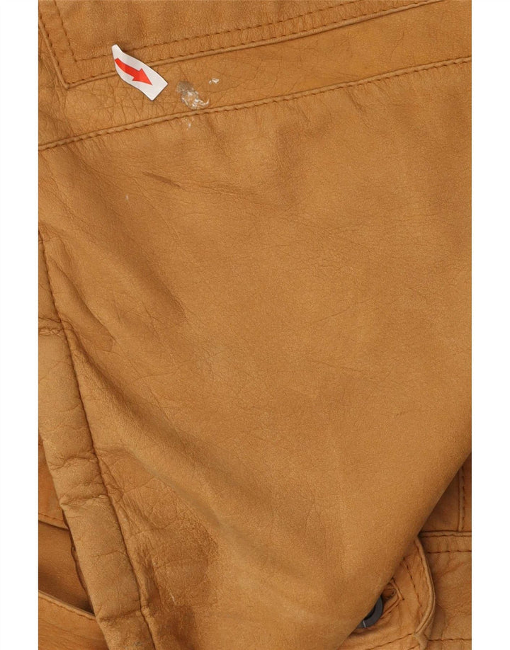 Vintage Mens Leather Jacket IT 54 2XL Beige