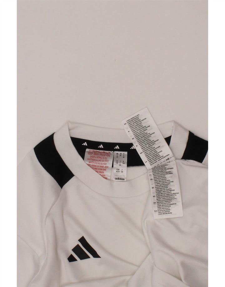 ADIDAS Boys Aeroready T-Shirt Top 7-8 Years White Colourblock Polyester