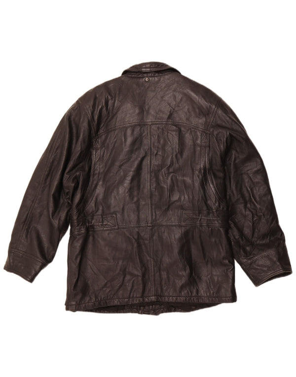 VINTAGE Mens Leather Jacket IT 50 Large Black Leather