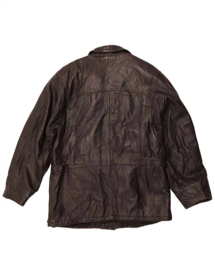VINTAGE Mens Leather Jacket IT 50 Large Black Leather