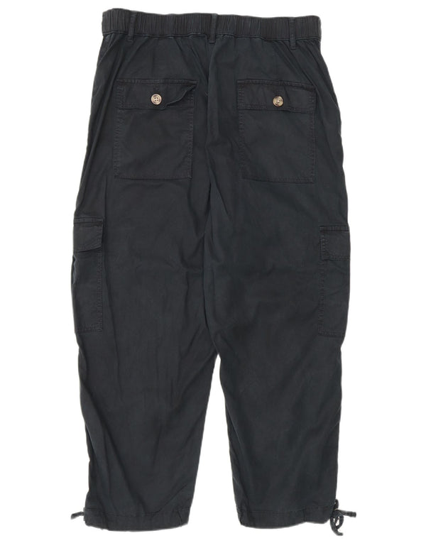 Marks & Spencer Womens Crop Cargo Trousers UK 12 Medium W30 L23 Black