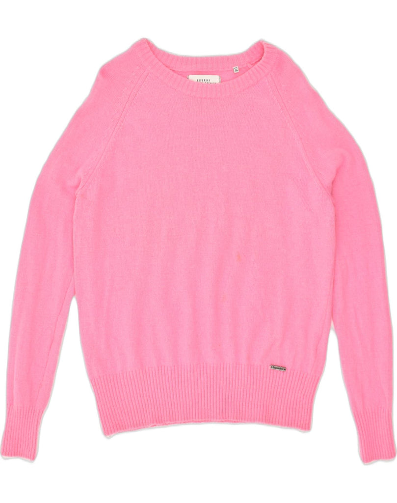 SUPERDRY Womens Boat Neck Jumper Sweater UK 12 Medium Pink Nylon | Vintage Superdry | Thrift | Second-Hand Superdry | Used Clothing | Messina Hembry 