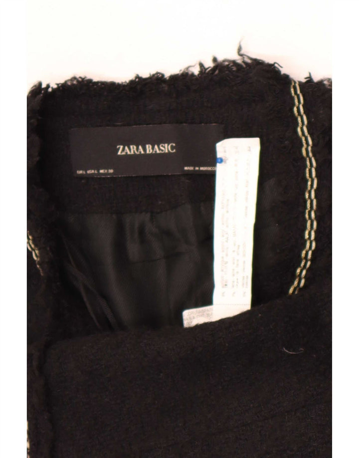 Zara Womens Open Blazer Jacket UK 14 Large Black Acrylic