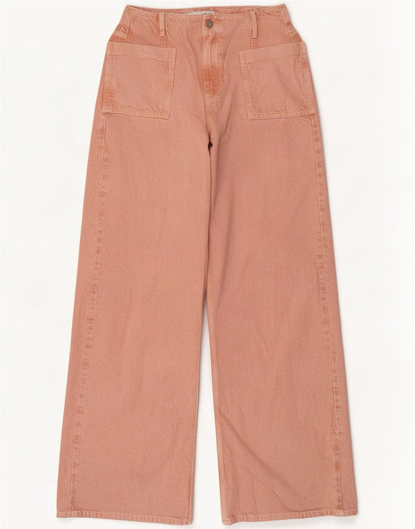Zara Womens High Waist Wide Leg Jeans EU 38 Small W28 L32 Pink Cotton