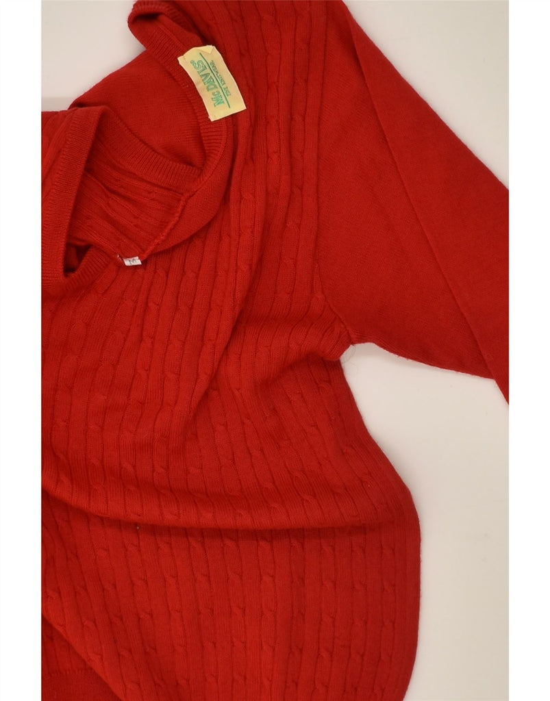 VINTAGE Womens V-Neck Jumper Sweater UK 14 Medium Red | Vintage Vintage | Thrift | Second-Hand Vintage | Used Clothing | Messina Hembry 