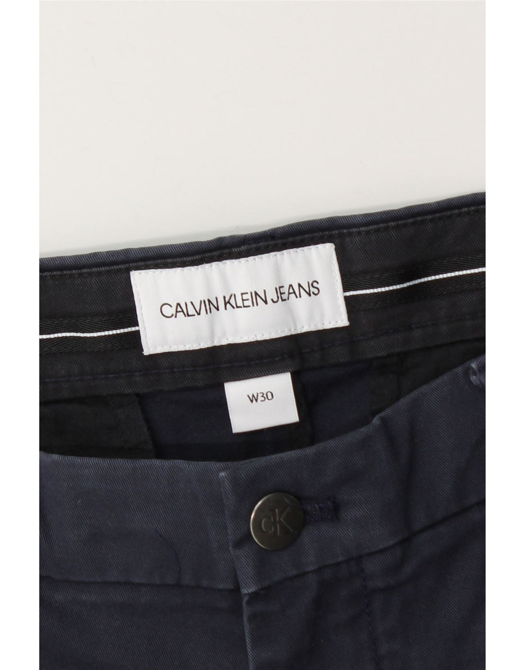 Calvin Klein Mens Chino Shorts W30 Medium Navy Blue Cotton