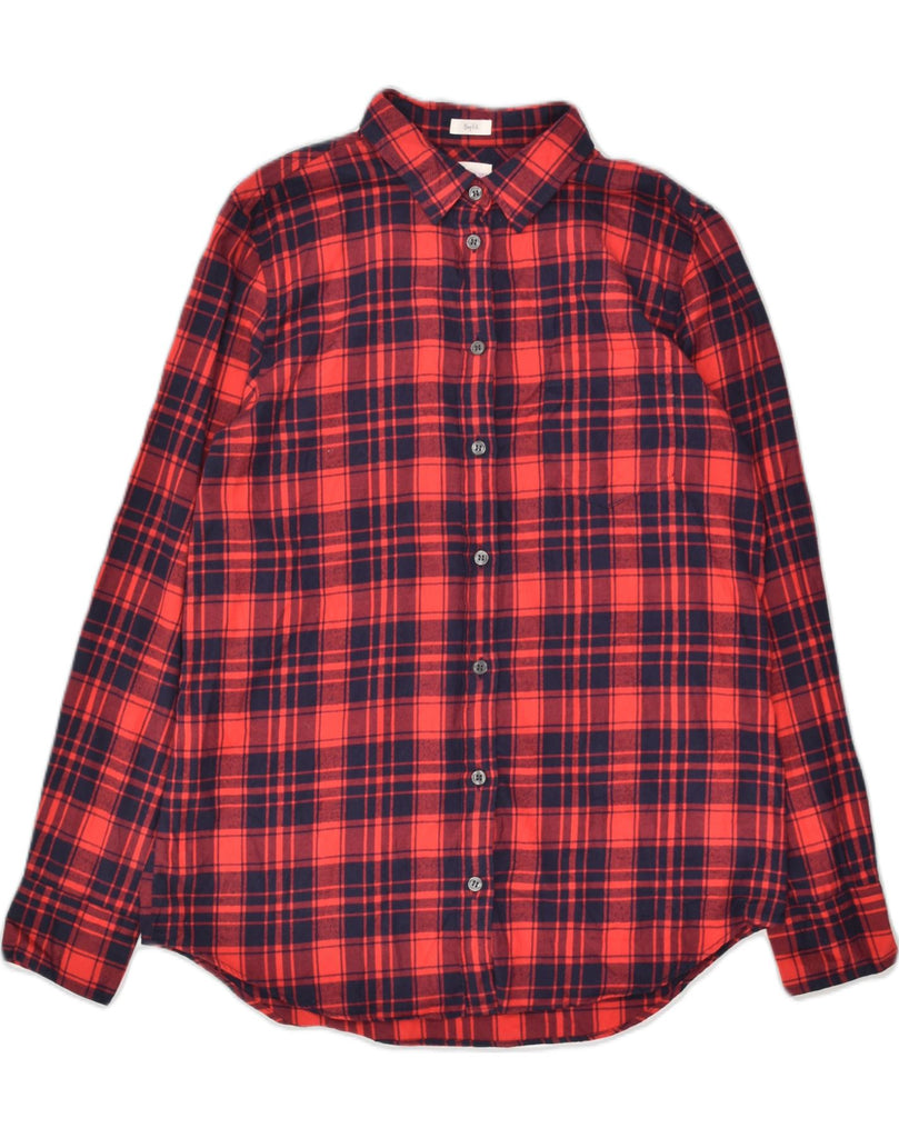 J. CREW Womens Boy Fit Shirt UK 10 Small Red Check Cotton | Vintage J. Crew | Thrift | Second-Hand J. Crew | Used Clothing | Messina Hembry 