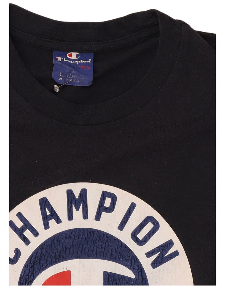 Champion Mens Graphic T-Shirt Top Medium Navy Blue