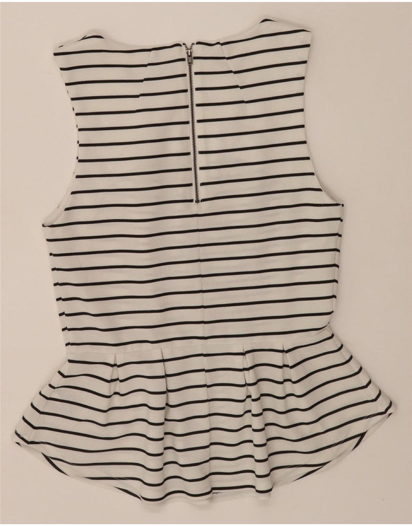 MOSSIMO Womens Sleeveless Blouse Top UK 14 Medium White Striped Polyester Vintage Mossimo and Second-Hand Mossimo from Messina Hembry 