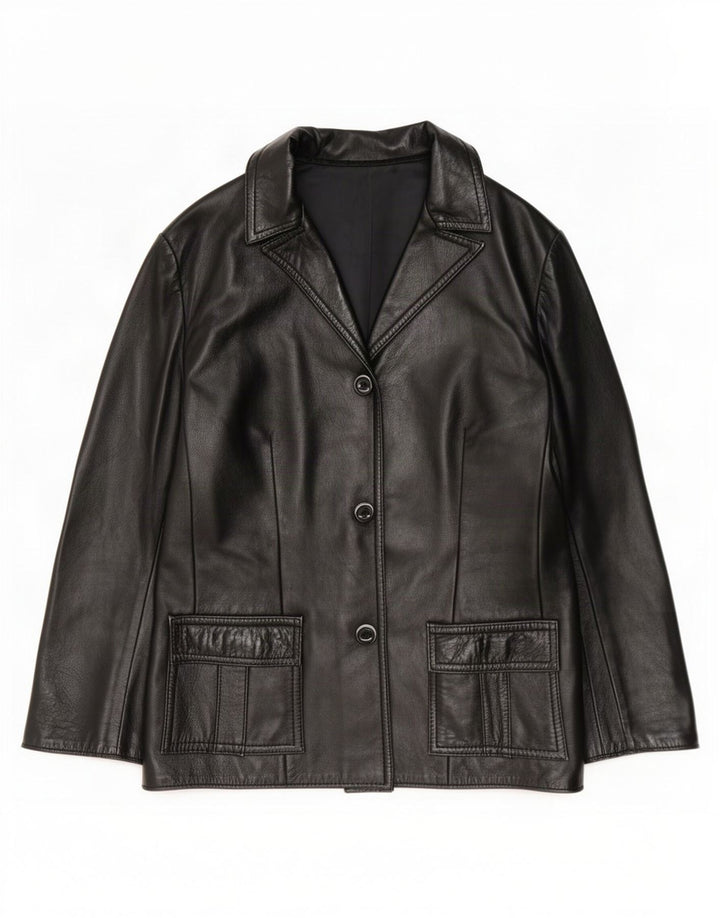 Vintage Womens Leather Jacket UK 10 Small Black