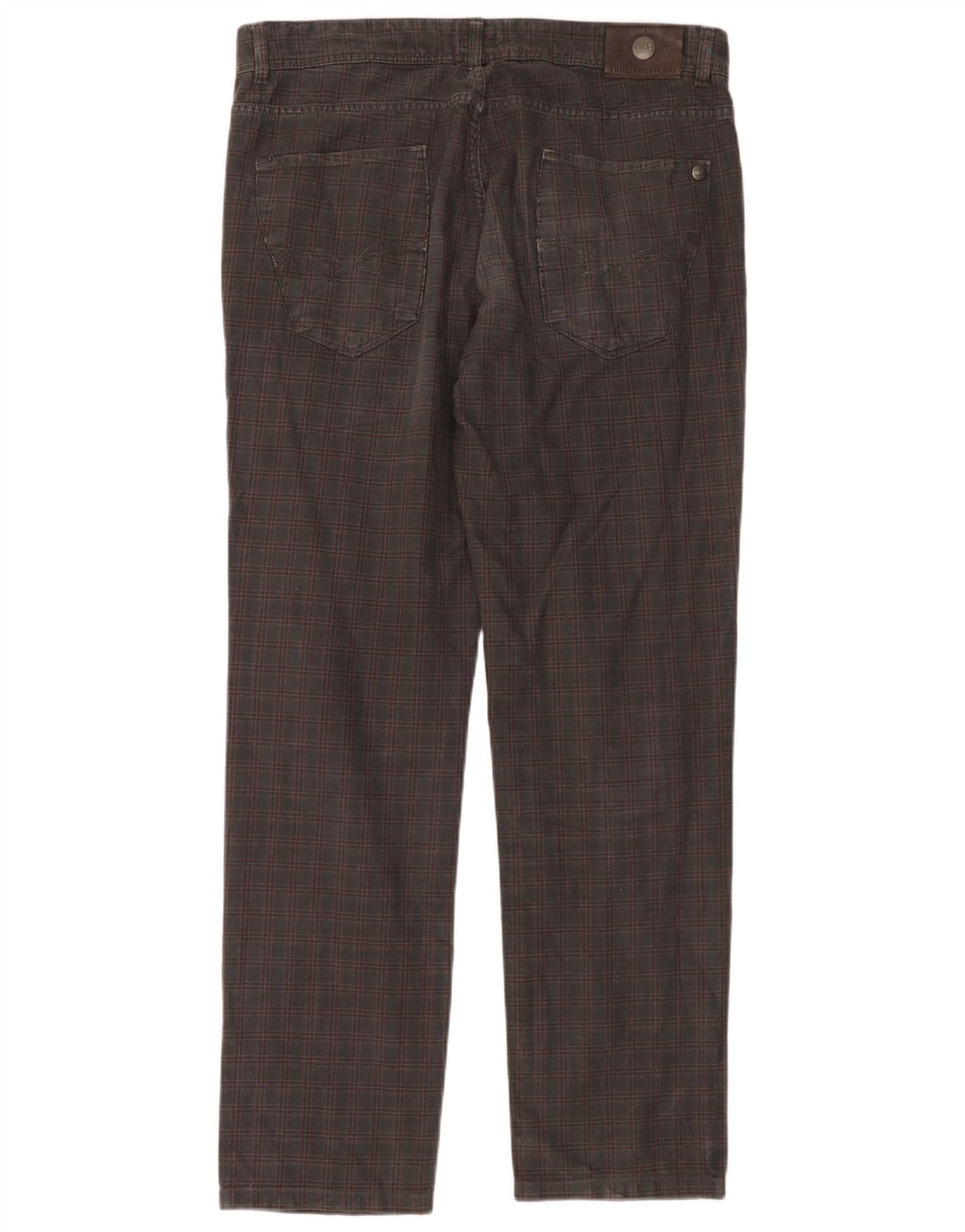 Trussardi Mens Straight Casual Trousers W36 L32 Grey Check