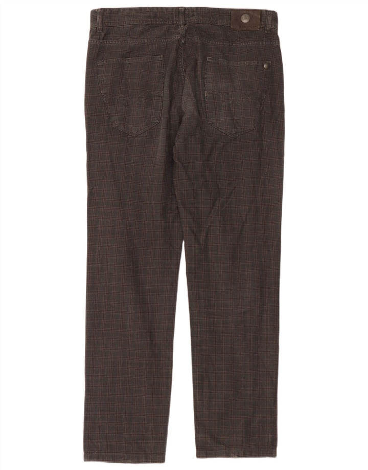 Trussardi Mens Straight Casual Trousers W36 L32 Grey Check
