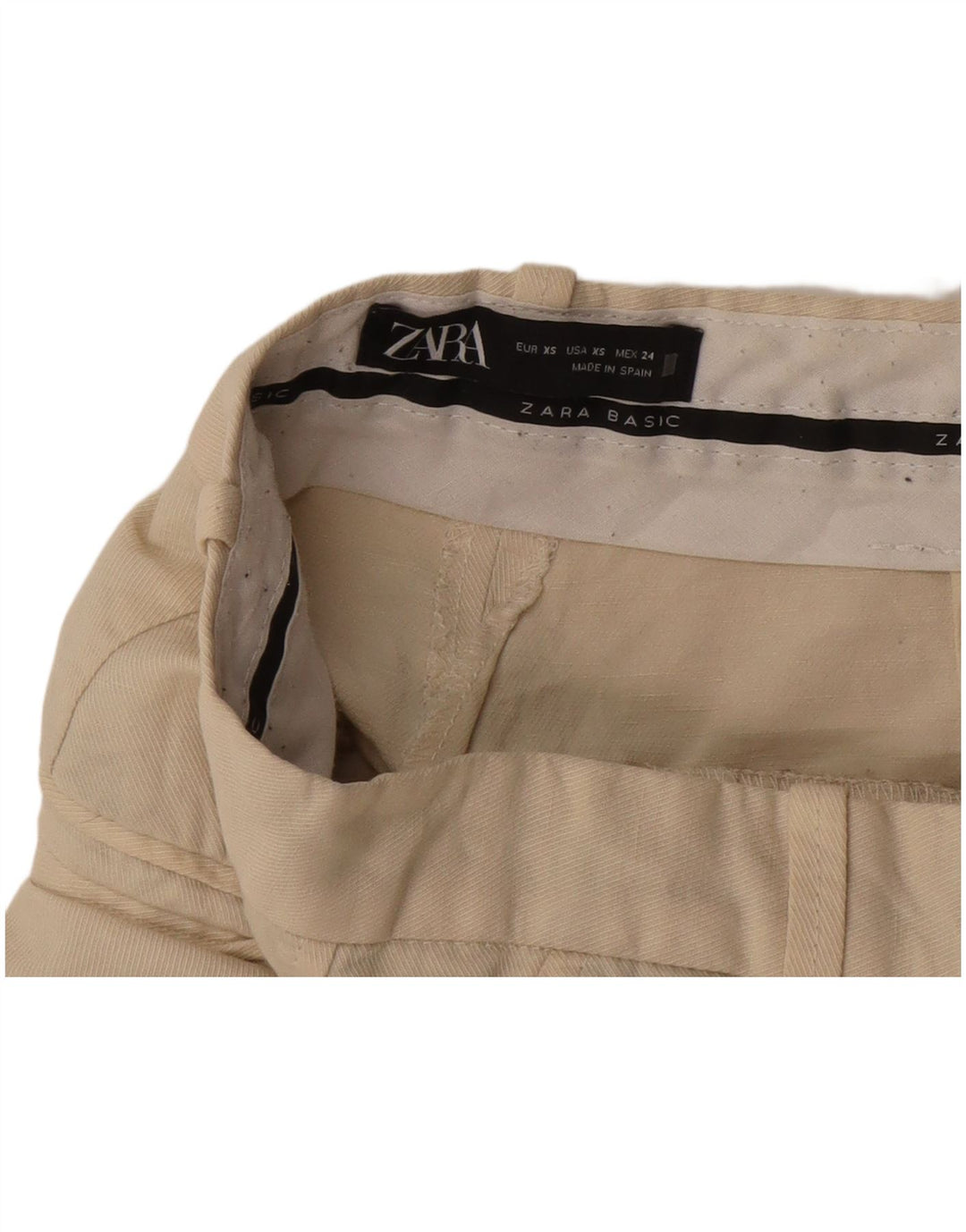 Zara Womens Bootcut Chino Trousers XS W24 L30 Beige