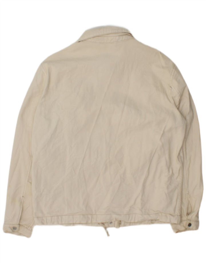 Zara Mens Denim Jacket UK 38 Medium Off White Cotton