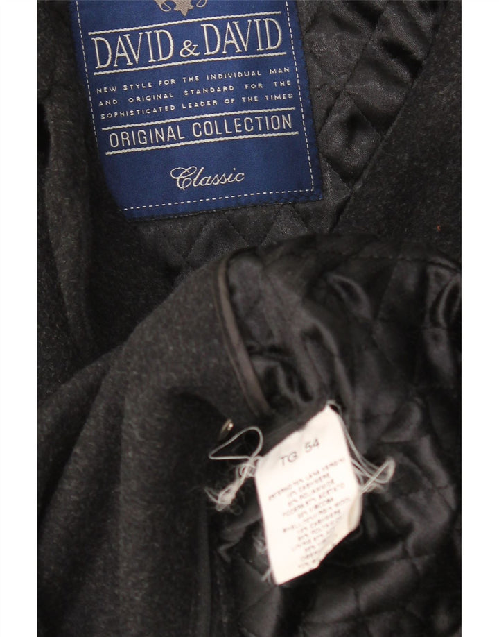 Vintage Mens Overcoat IT 54 2XL Grey Wool