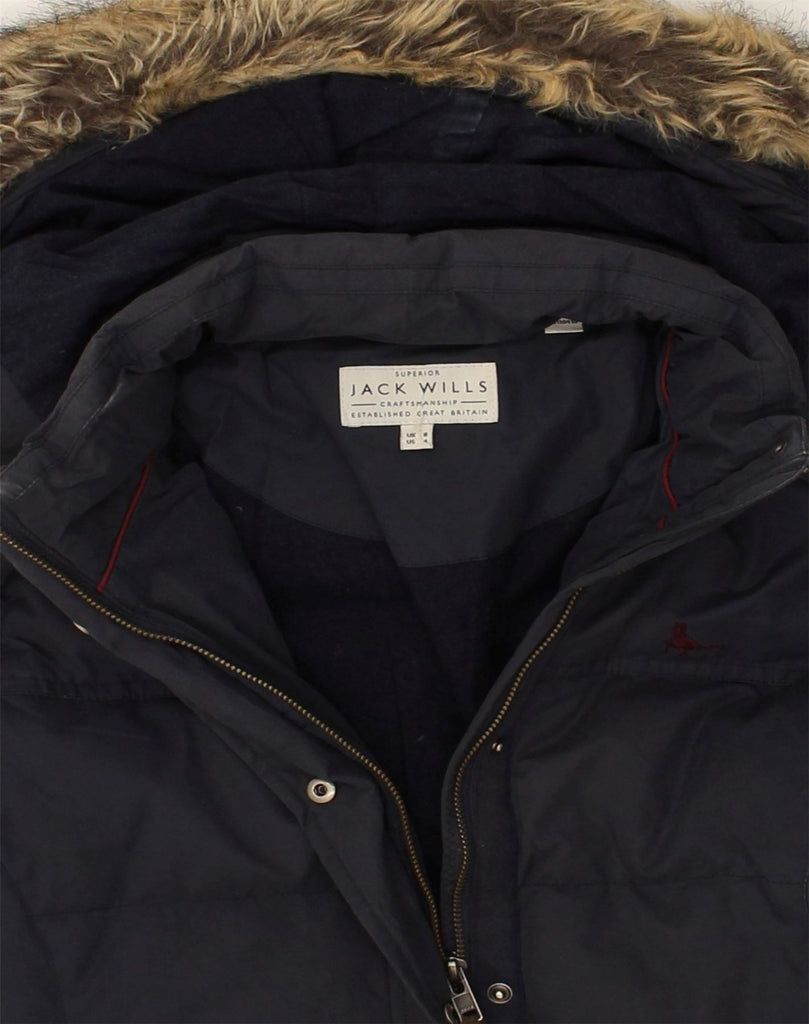 JACK WILLS Womens Hooded Padded Jacket UK 8 Small  Navy Blue Polyester | Vintage Jack Wills | Thrift | Second-Hand Jack Wills | Used Clothing | Messina Hembry 