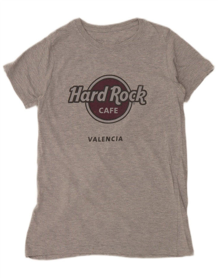 HARD ROCK CAFE Womens Valencia Graphic T-Shirt Top UK 12 Medium Grey