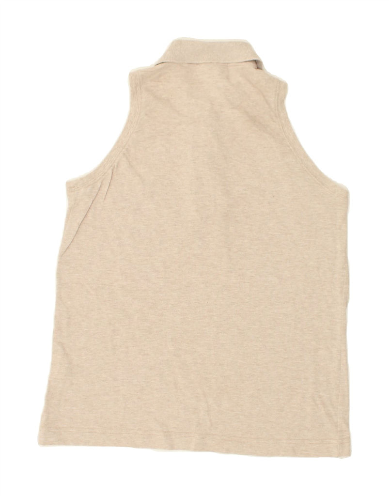 SERGIO TACCHINI Womens Sleeveless Polo Shirt UK 12 Medium Beige Cotton | Vintage Sergio Tacchini | Thrift | Second-Hand Sergio Tacchini | Used Clothing | Messina Hembry 