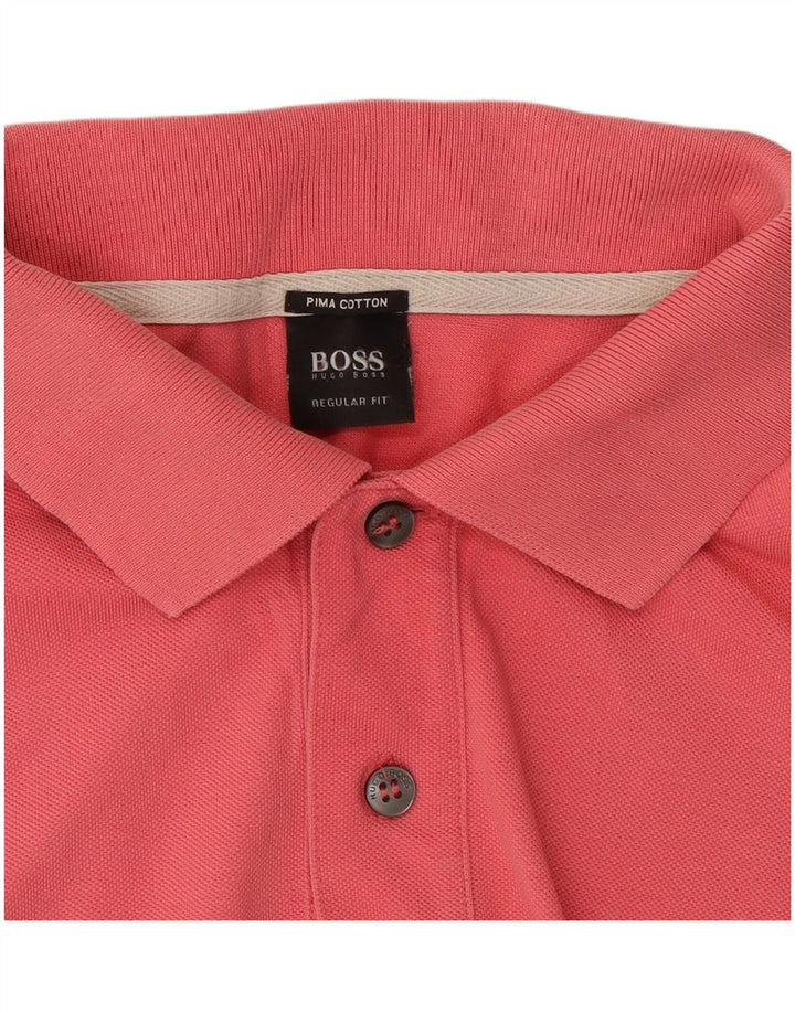 Hugo Boss Mens Regular Fit Polo Shirt Large Red Cotton