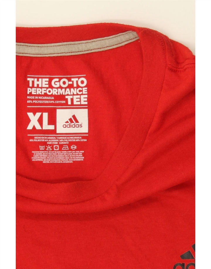 ADIDAS Mens T-Shirt Top XL Red Polyester Vintage Adidas and Second-Hand Adidas from Messina Hembry 