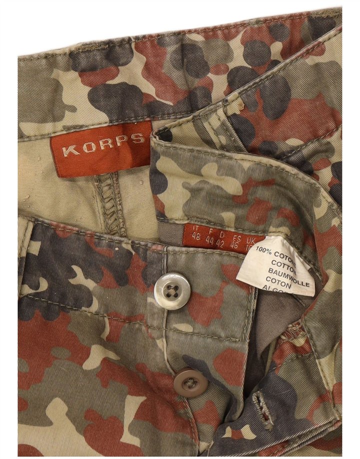 VINTAGE Womens Slim Cargo Trousers UK 16 Large W32 L33 Khaki Camouflage