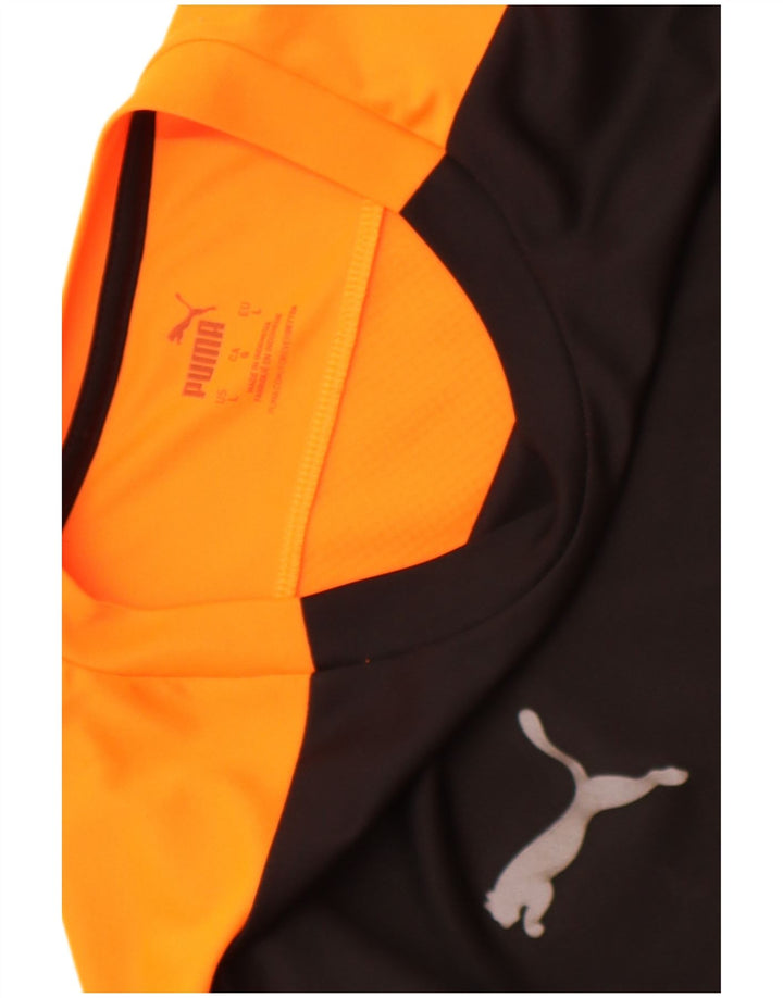 PUMA Mens Graphic T-Shirt Top Large Black Colourblock Polyester