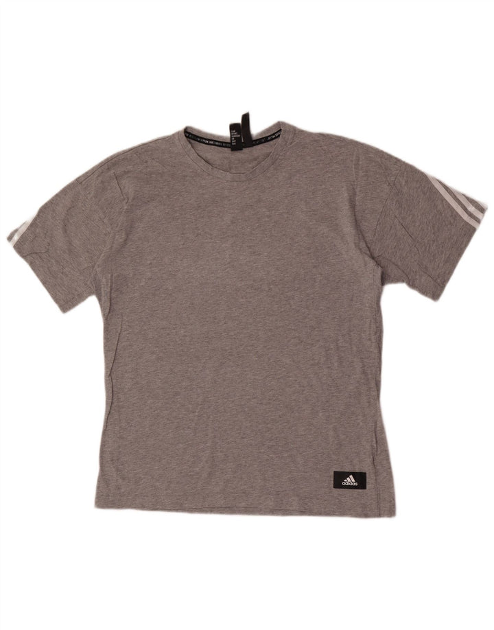 Adidas Mens T-Shirt Top Medium Grey Flecked Cotton