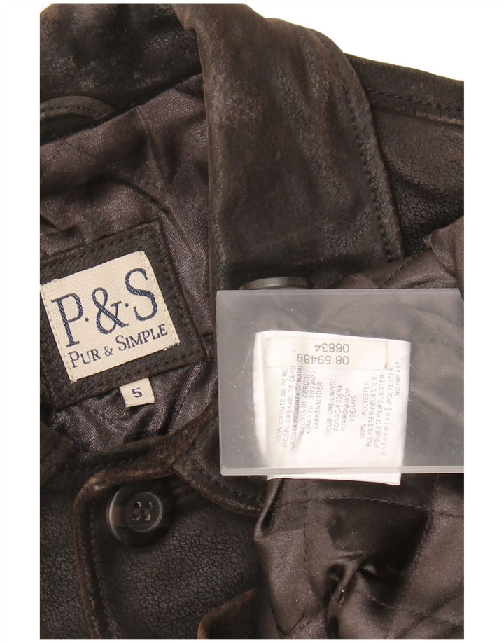 VINTAGE Mens Leather Jacket UK 42 XL Brown Leather