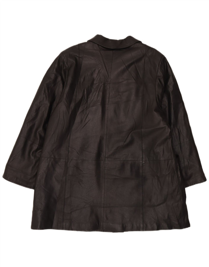 Vintage Womens Oversized Leather Coat IT 48 XL Black Leather
