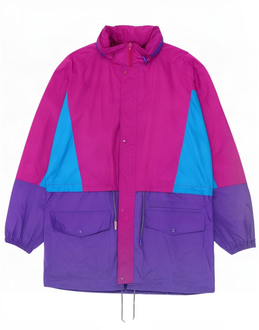 Vintage Mens Hooded Rain Jacket UK 40 Large Multicoloured Colourblock Nylon
