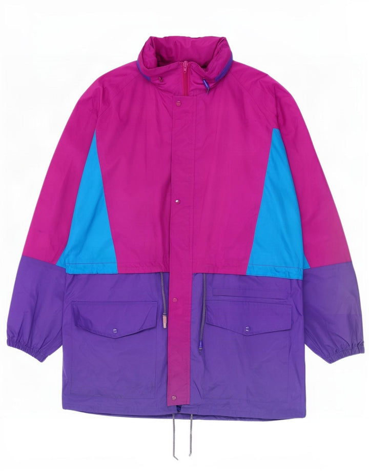Vintage Mens Hooded Rain Jacket UK 40 Large Multicoloured Colourblock Nylon