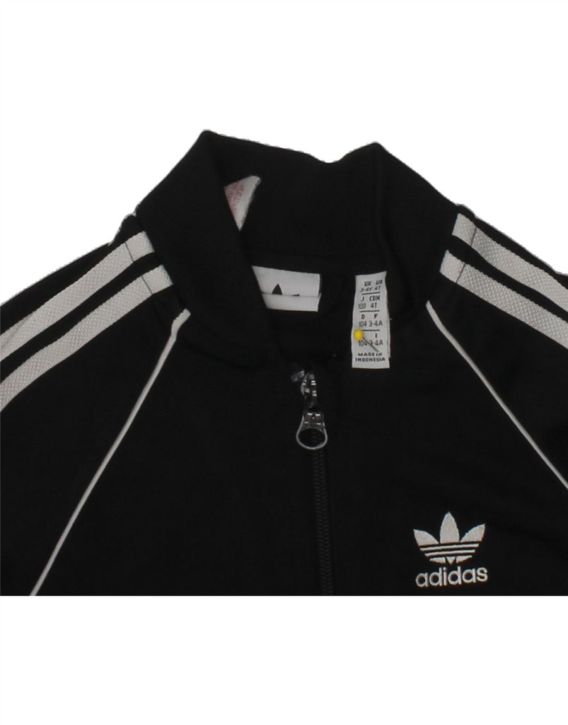 ADIDAS Boys Tracksuit Top Jacket 3-4 Years Black Polyester | Vintage Adidas | Thrift | Second-Hand Adidas | Used Clothing | Messina Hembry 