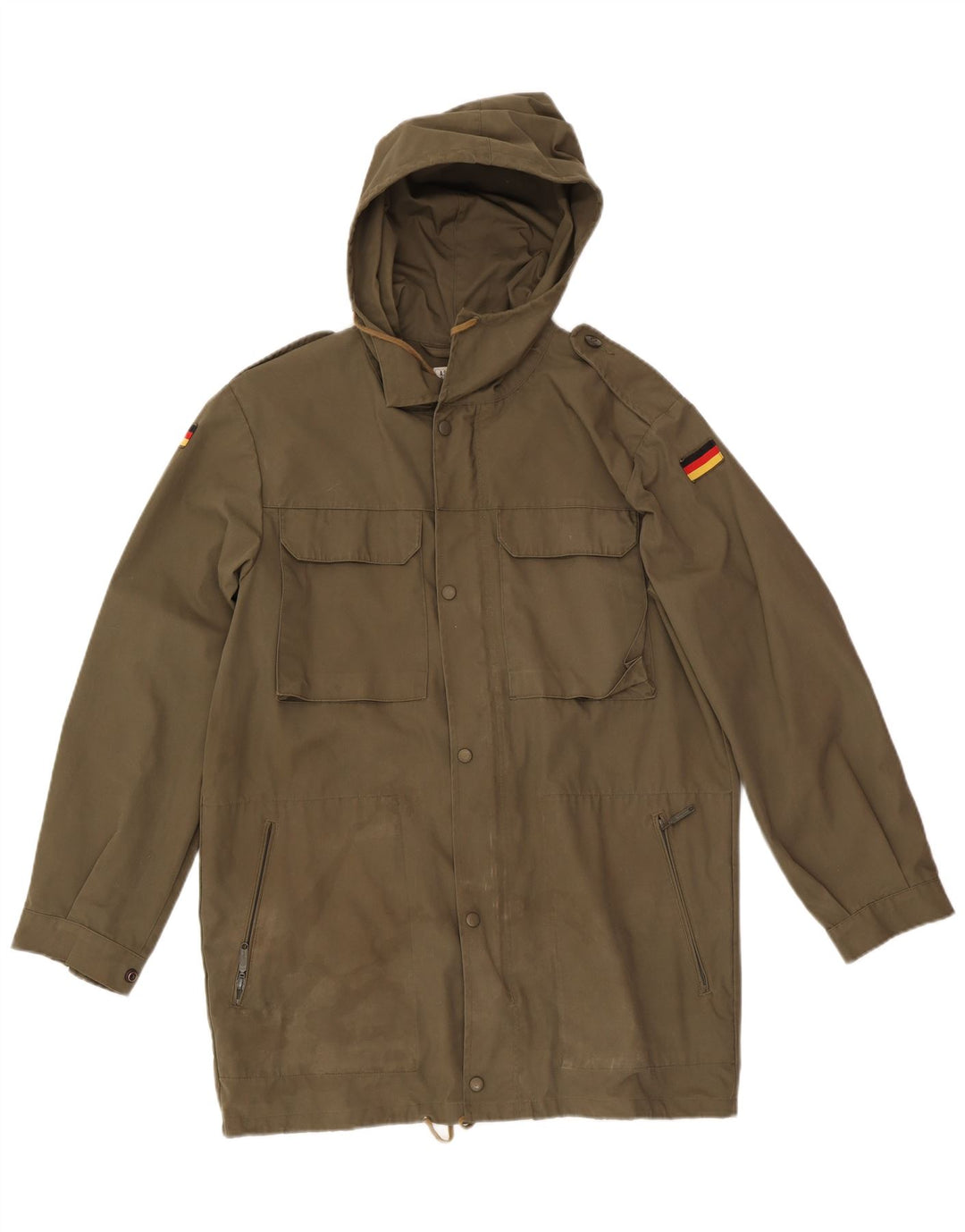 Vintage Mens Hooded Military Jacket UK 38 Medium Khaki