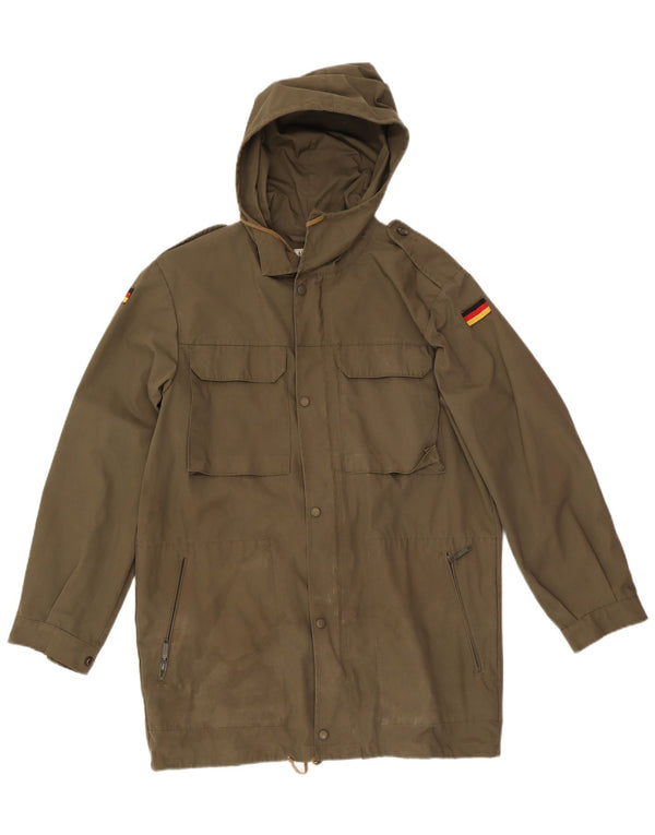 Vintage Mens Hooded Military Jacket UK 38 Medium Khaki