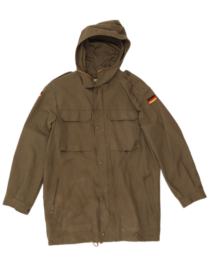 Vintage Mens Hooded Military Jacket UK 38 Medium Khaki