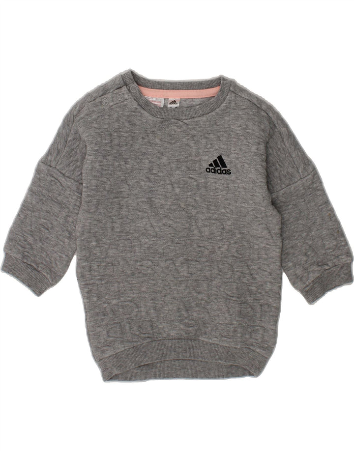 ADIDAS Baby Girls Sweatshirt Jumper 6-9 Months Grey Cotton Vintage Adidas and Second-Hand Adidas from Messina Hembry 