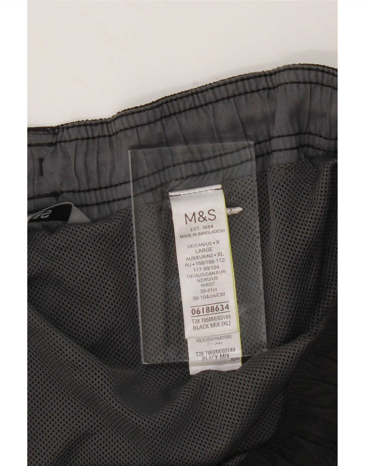Marks & Spencer Mens Swimming Shorts XL Black Colourblock Polyester