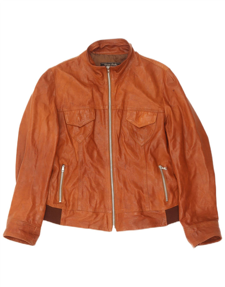 Vintage Womens Leather Jacket IT 46 Large Brown Leather