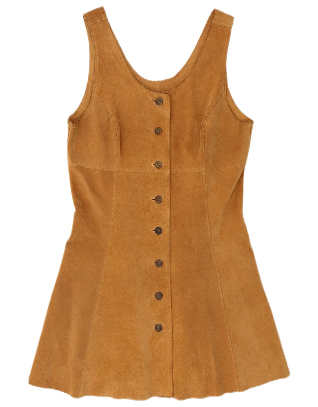 Vintage Womens Sleeveless Suede Dress IT 44 Medium Beige Leather