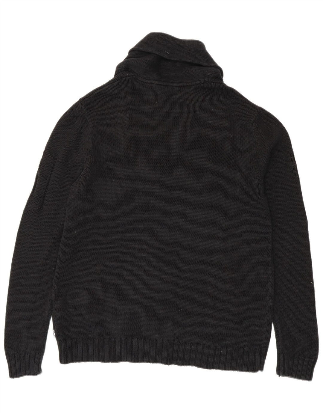 Nautica Mens Shawl Neck Jumper Sweater Large Black Cotton