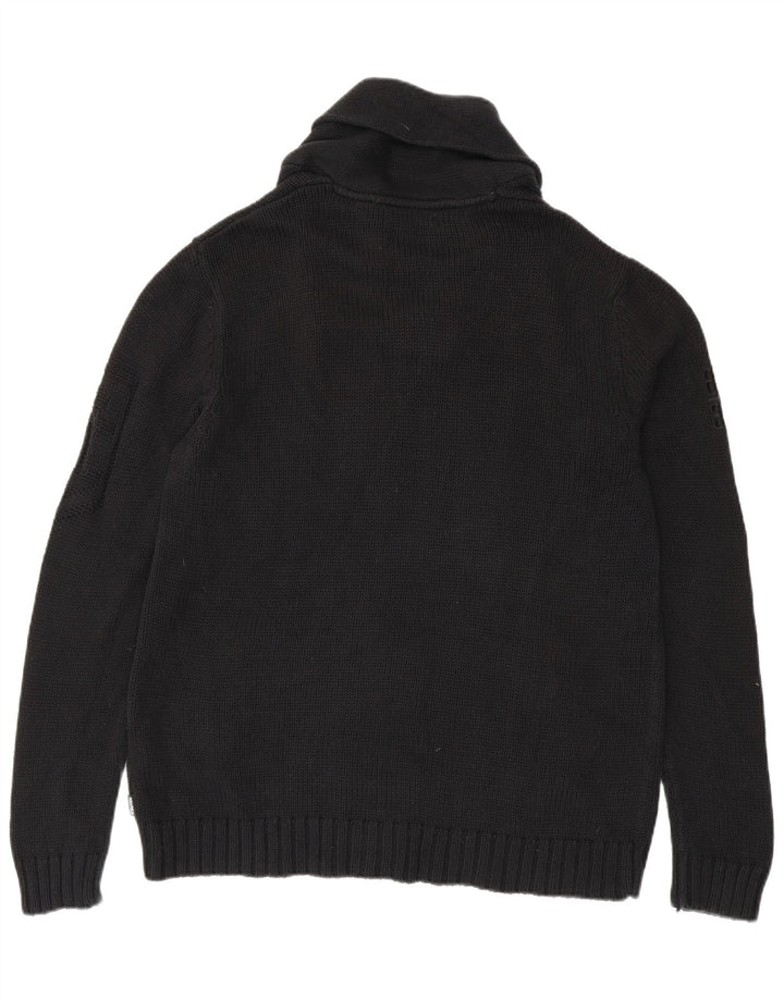 Nautica Mens Shawl Neck Jumper Sweater Large Black Cotton