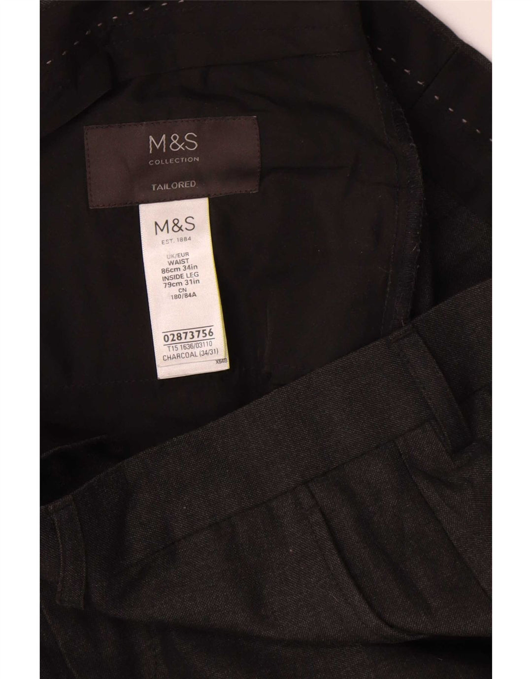 Marks & Spencer Mens Tapered Suit Trousers W34 L31 Grey Polyester