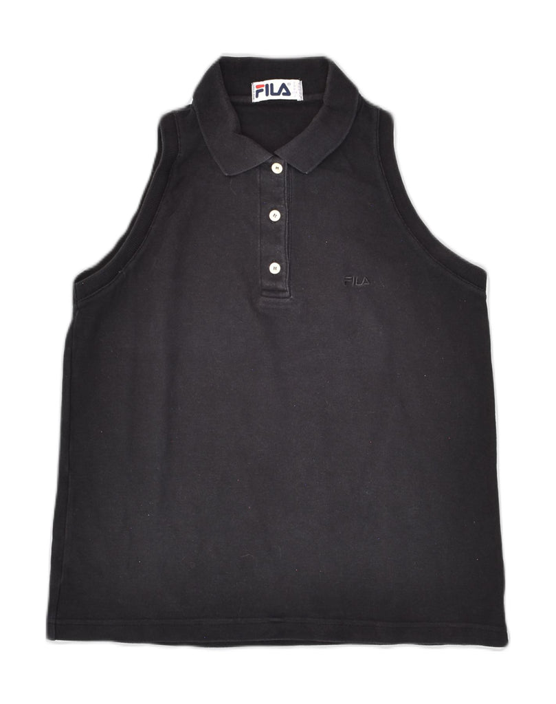 FILA Womens Sleeveless Polo Shirt IT 44 Medium Black Cotton | Vintage Fila | Thrift | Second-Hand Fila | Used Clothing | Messina Hembry 