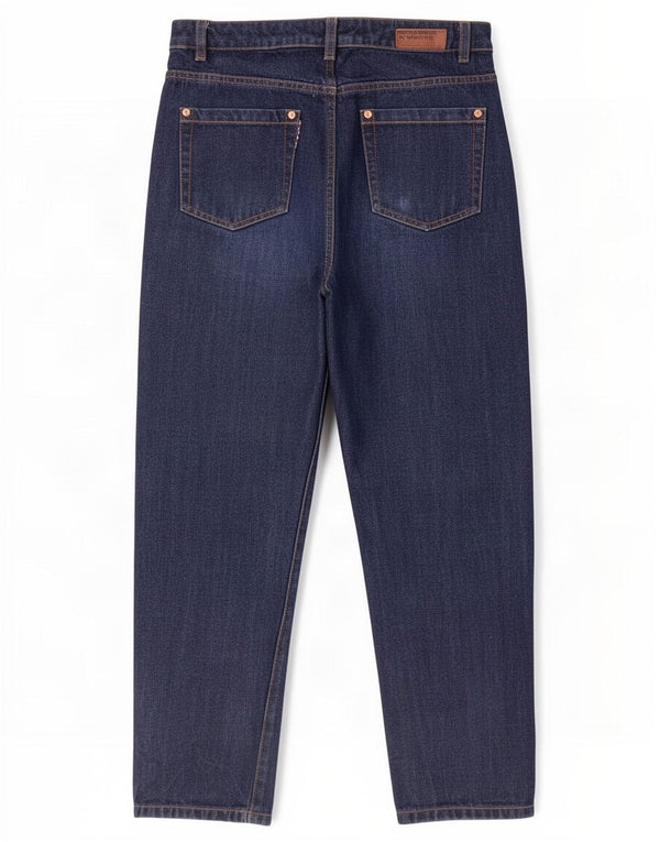 Benetton Womens High Waist Tapered Jeans W28 L27 Navy Blue