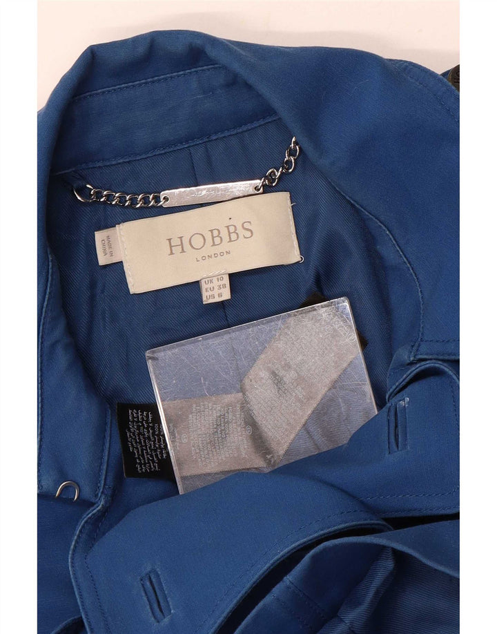 Hobbs Womens Trench Coat UK 10 Small Blue Cotton