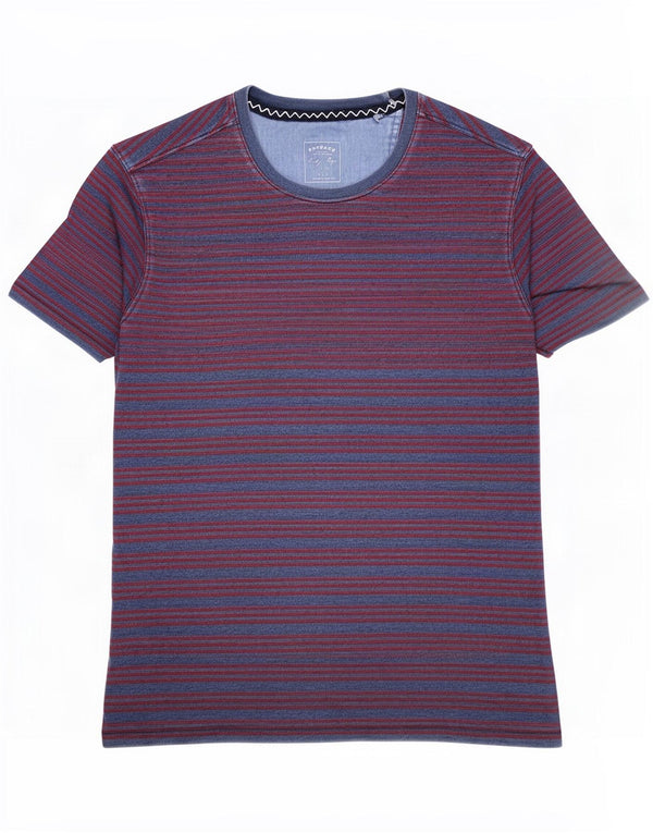Fat Face Mens T-Shirt Top Large Navy Blue Striped Cotton
